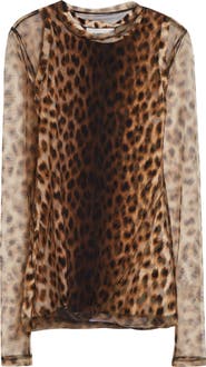 SPORTMAX Ebu Leopart Print Layered Mesh Top