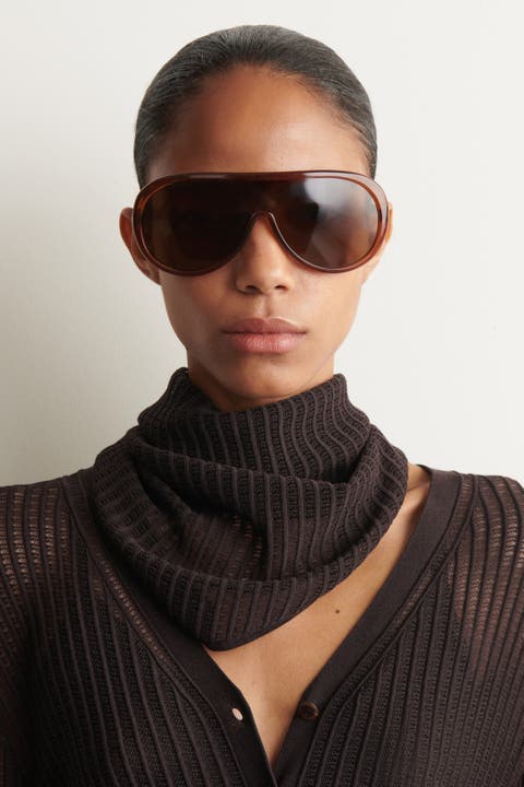 Pointelle-Knit Triangle Scarf