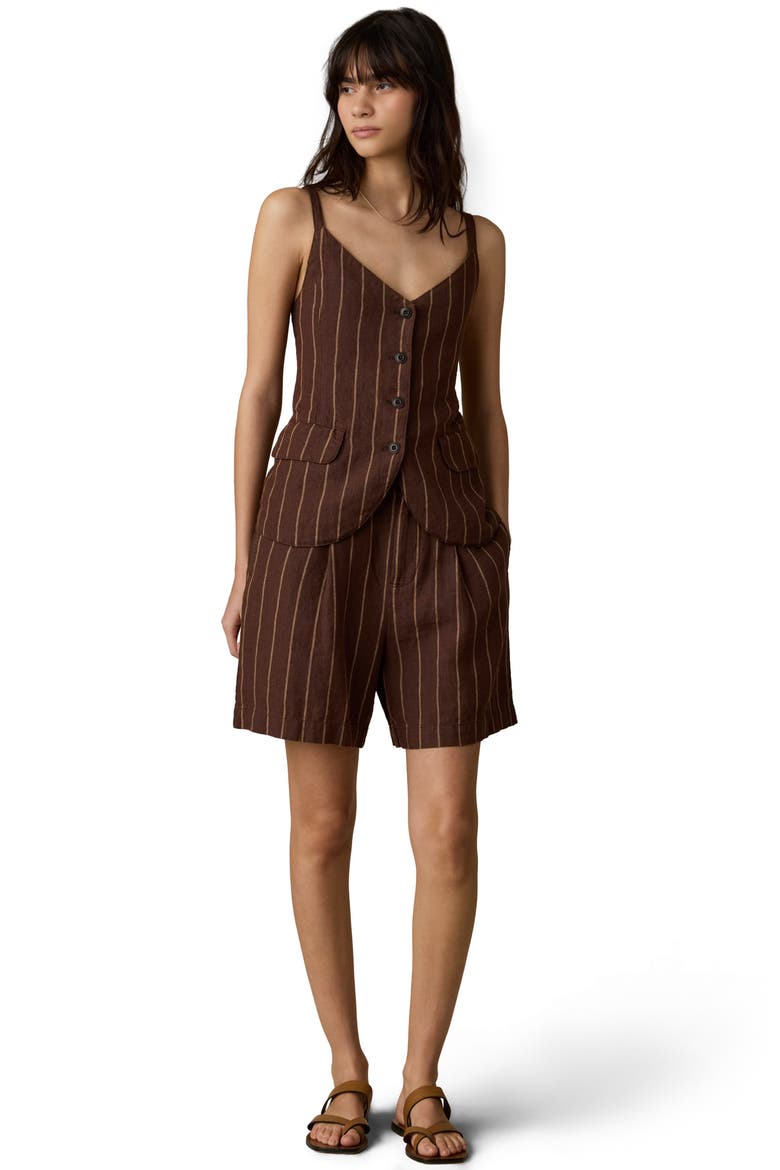 Sun Strider Milo Linen Button-Up Vest, Alternate, color, HARBOR LINE STRIPE