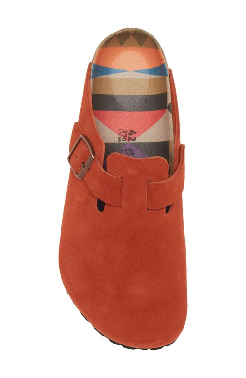 Birkenstock Boston Embossed Suede Mules In Orange