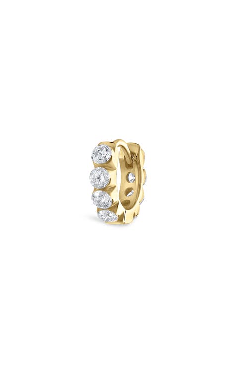 Single Large Invisible Set Diamond Hoop Earring