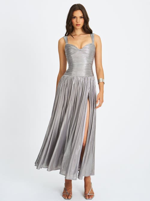 Miss Circle Palmer Glitter Drop Waist Maxi Dress In Brown