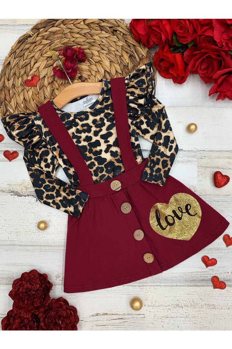 Wild Love Suspender Skirt Set, Alternate, color, Red