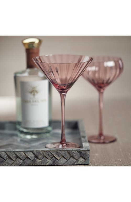 Zodax Malden Optic Set Of 4 Martini Glasses In Pink