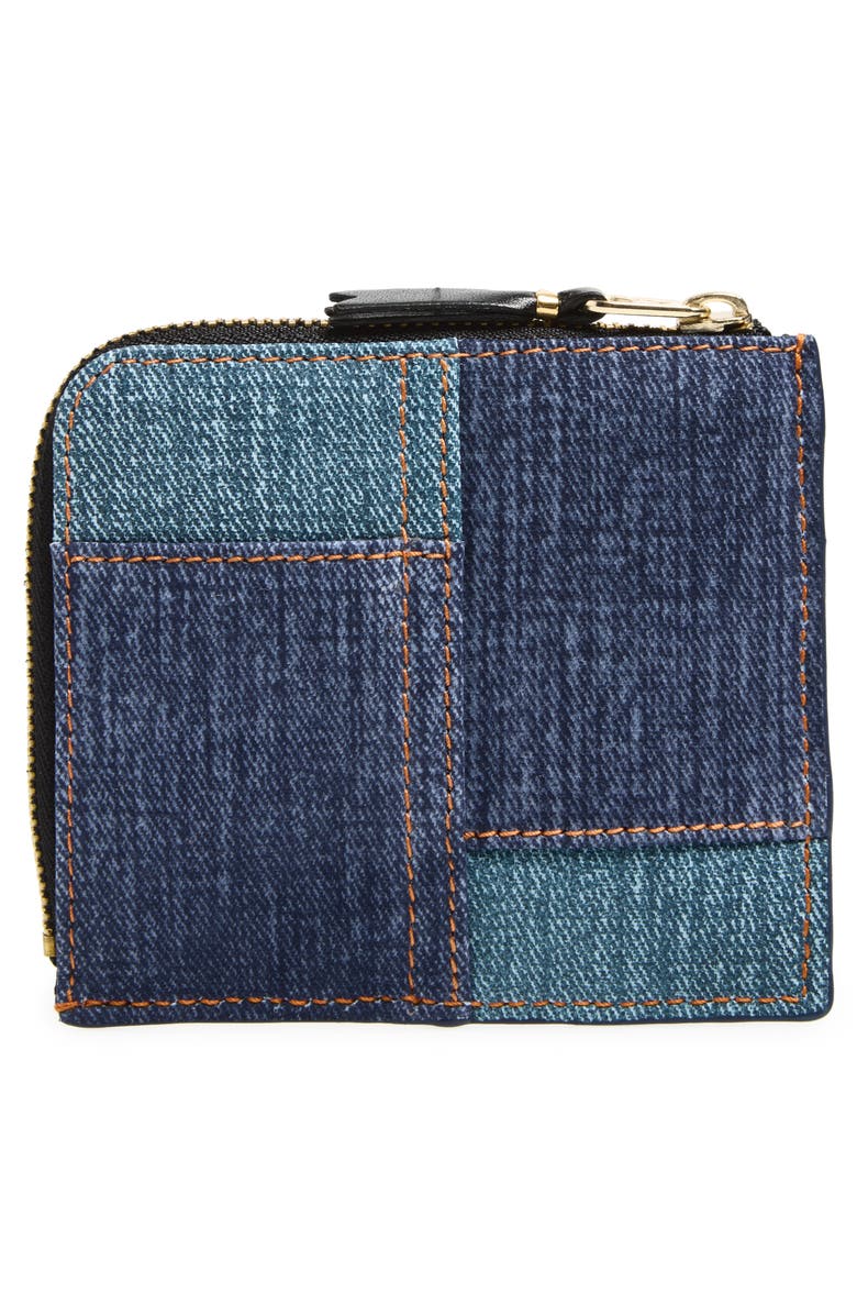 Comme des Garçons Denim Print Pocket Half Zip Wallet, Alternate, color, Blue