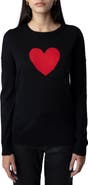 Zadig & Voltaire Gaby Intarsia Heart Wool Crewneck Sweater