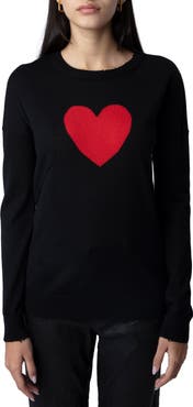 Zadig & Voltaire Gaby Intarsia Heart Wool Crewneck Sweater