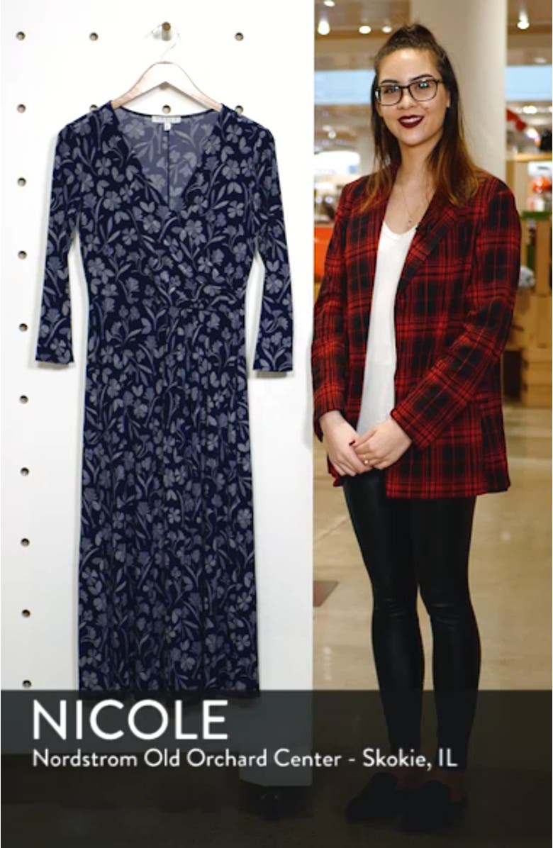 Etched Floral Faux Wrap Midi Dress, sales video thumbnail