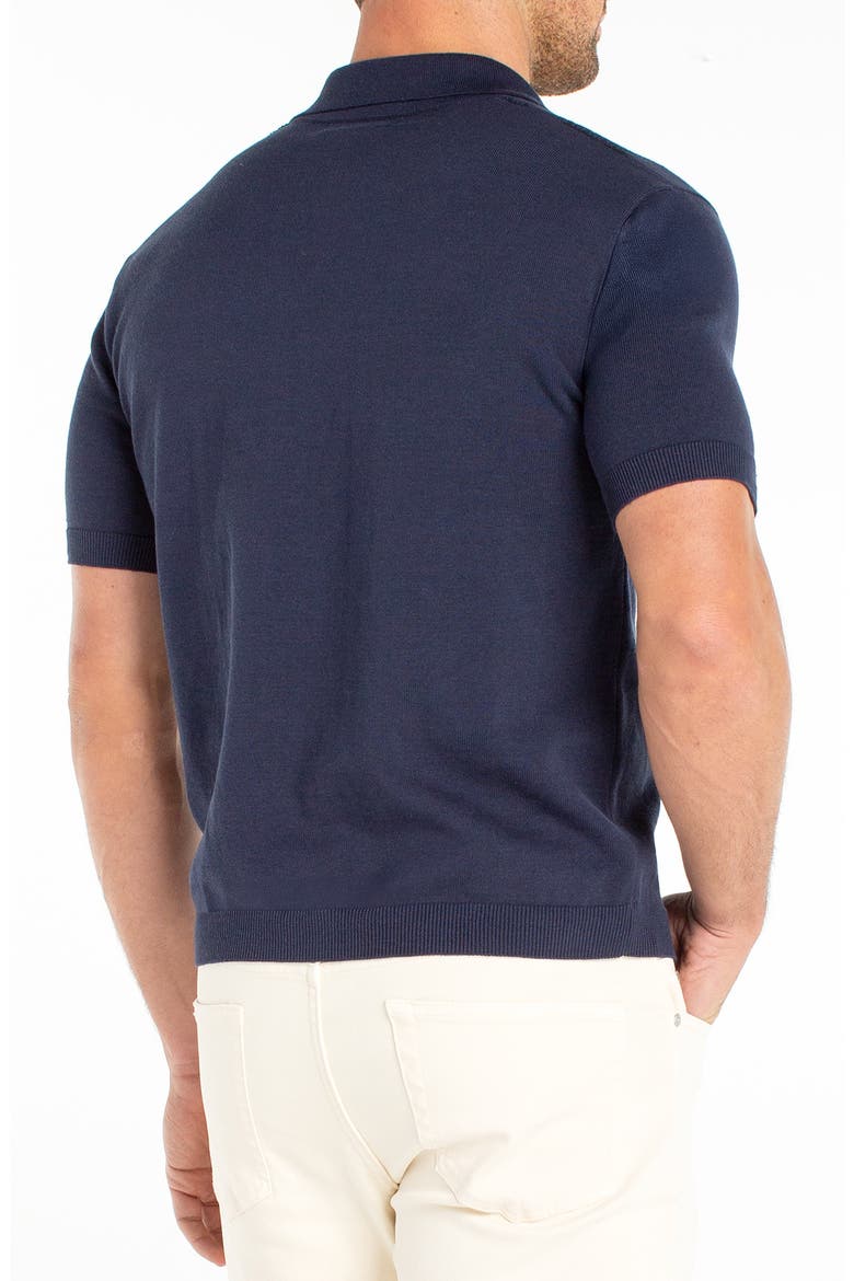 Rib Cotton Polo Sweater, Alternate, color, NAVY