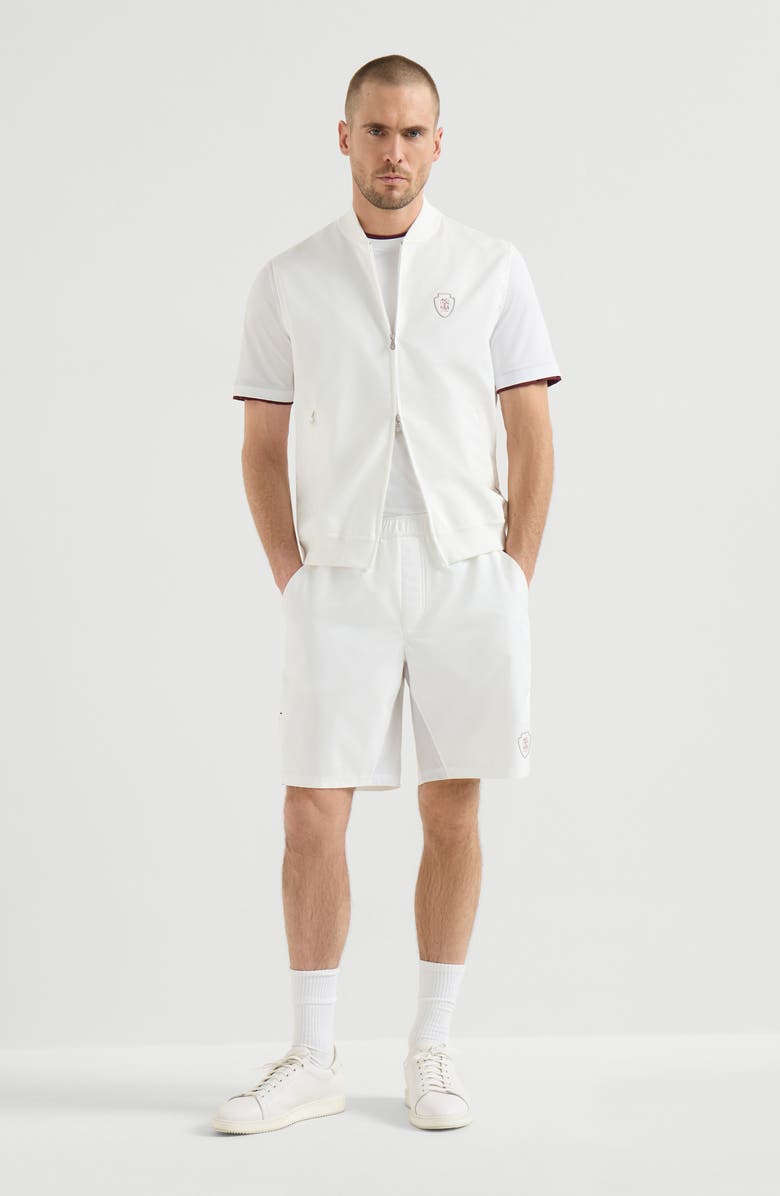 Brunello Cucinelli Nylon vest with logo, Alternate, color, White