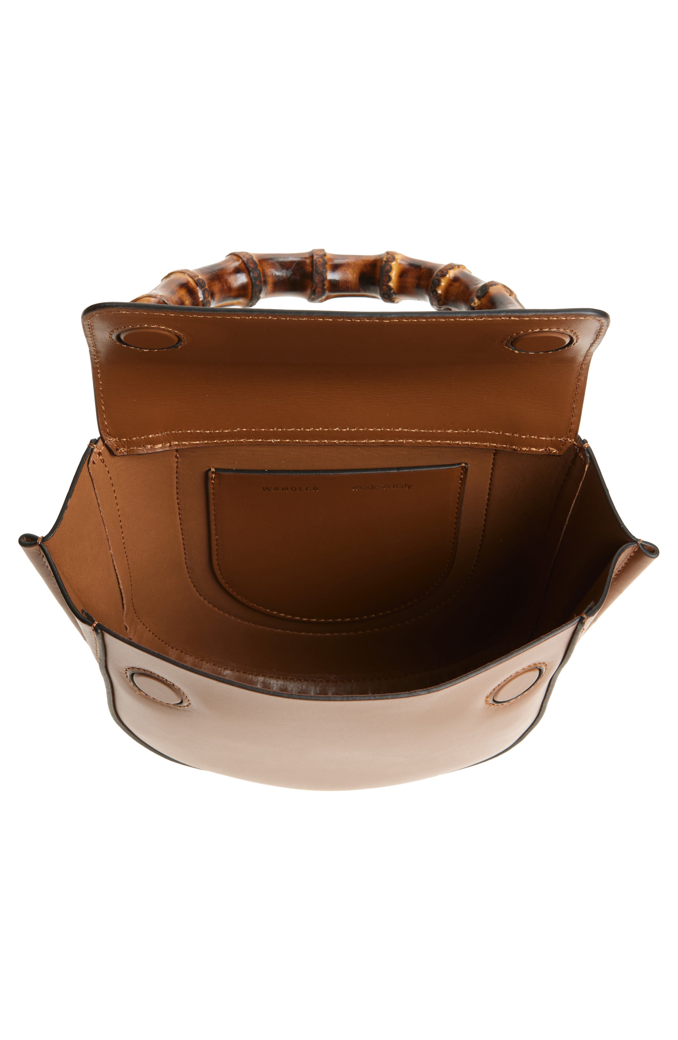 Wandler Mini Hortensia Leather Handbags, Alternate, color, Saddle / Bamboo 1752