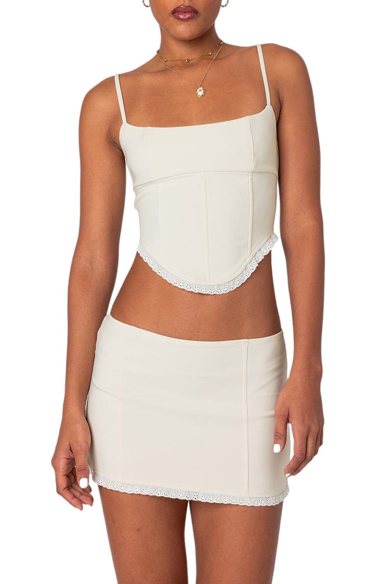 Thora Lace-Up Back Corset Top, Main, color, CREAM