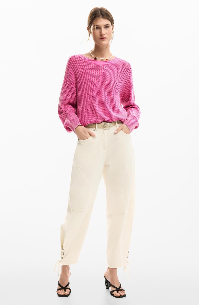 Desigual Fine Gauge Crewneck Sweater, Alternate, color, Pink