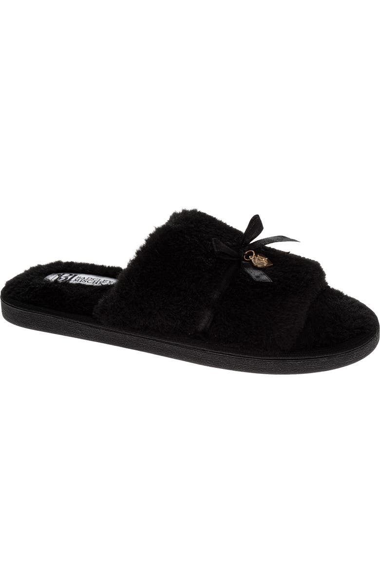 BADGLEY MISCHKA Faux Fur Slide Slipper, Main, color, Black