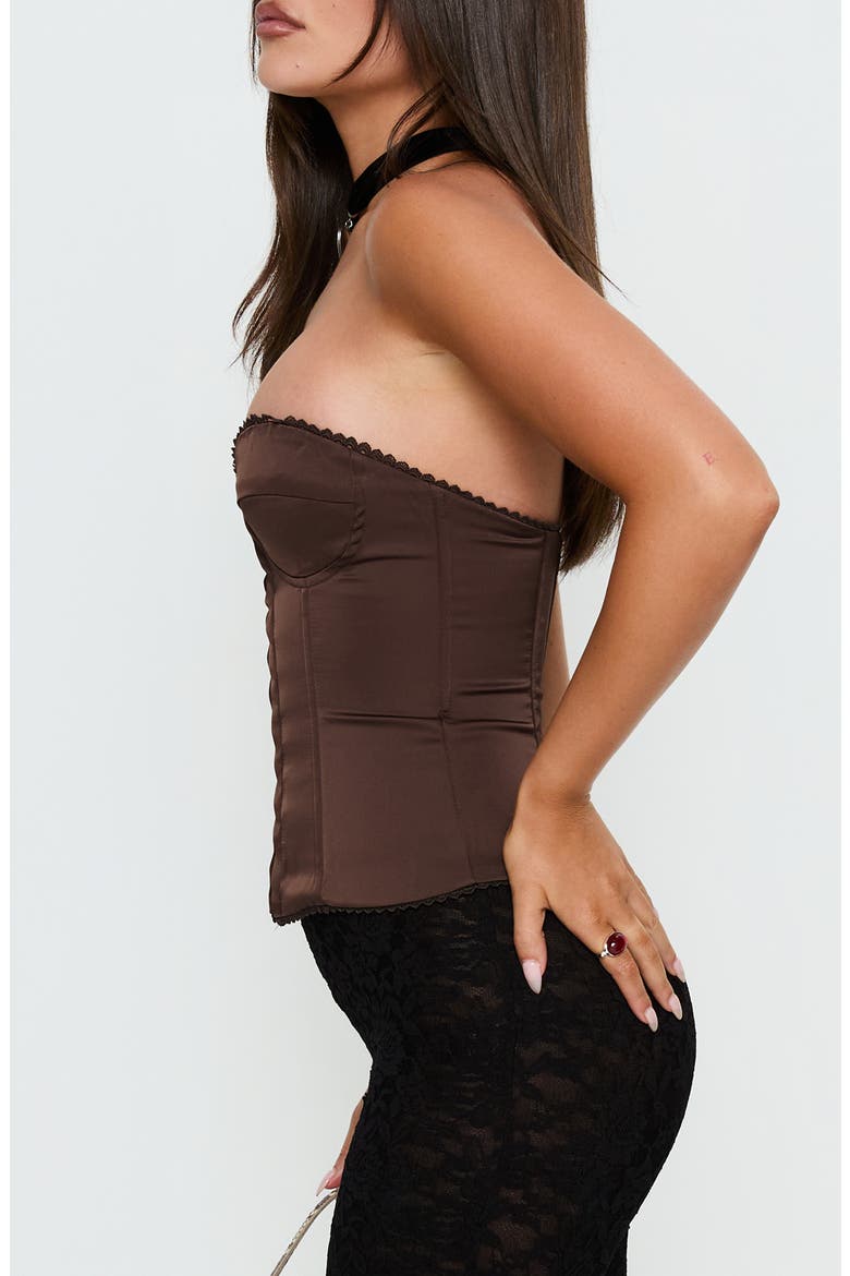 Jazzy Bustier Strapless Corset Top, Alternate, color, CHOCOLATE