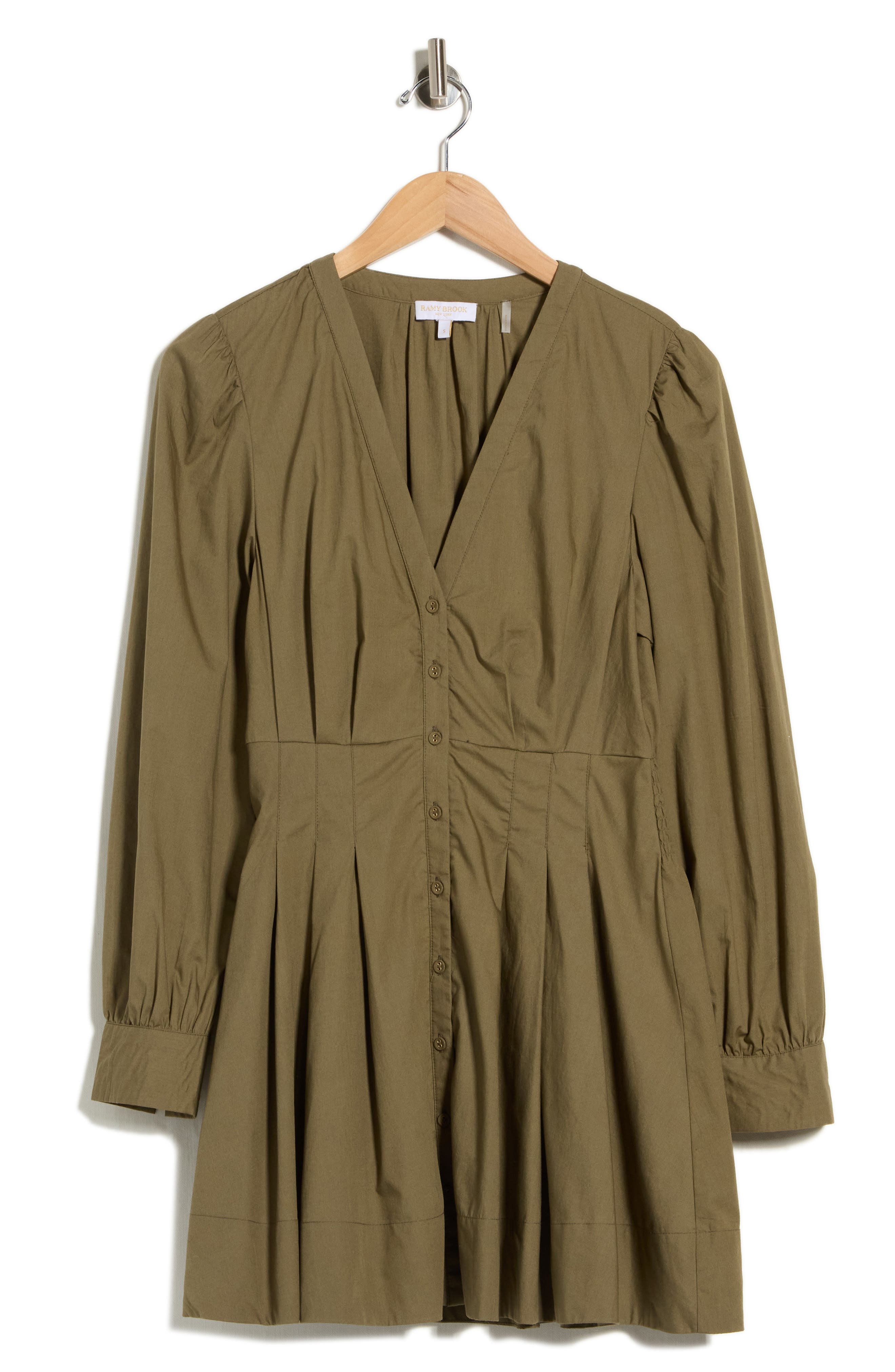 Julianna Pleated Long Sleeve Poplin Minidress