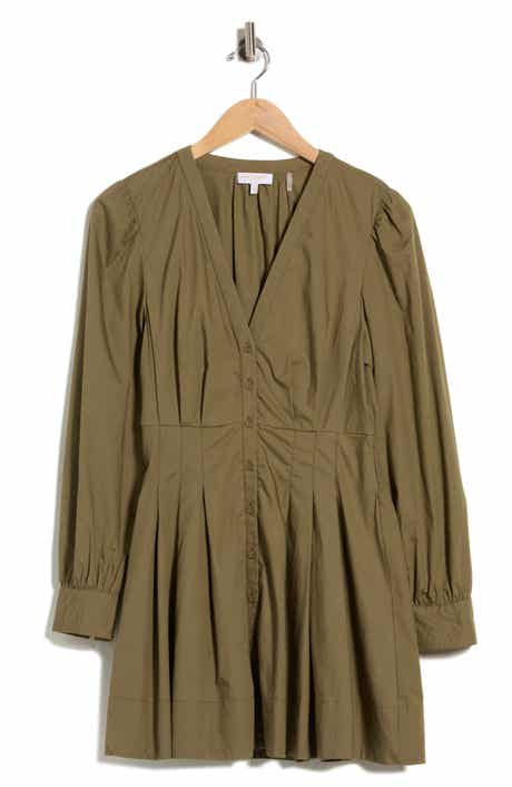 Julianna Pleated Long Sleeve Poplin Minidress