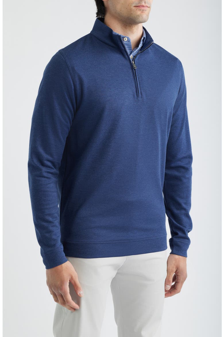 Comfort Interlock Organic Cotton Blend Quarter Zip Pullover, Alternate, color, NAVY
