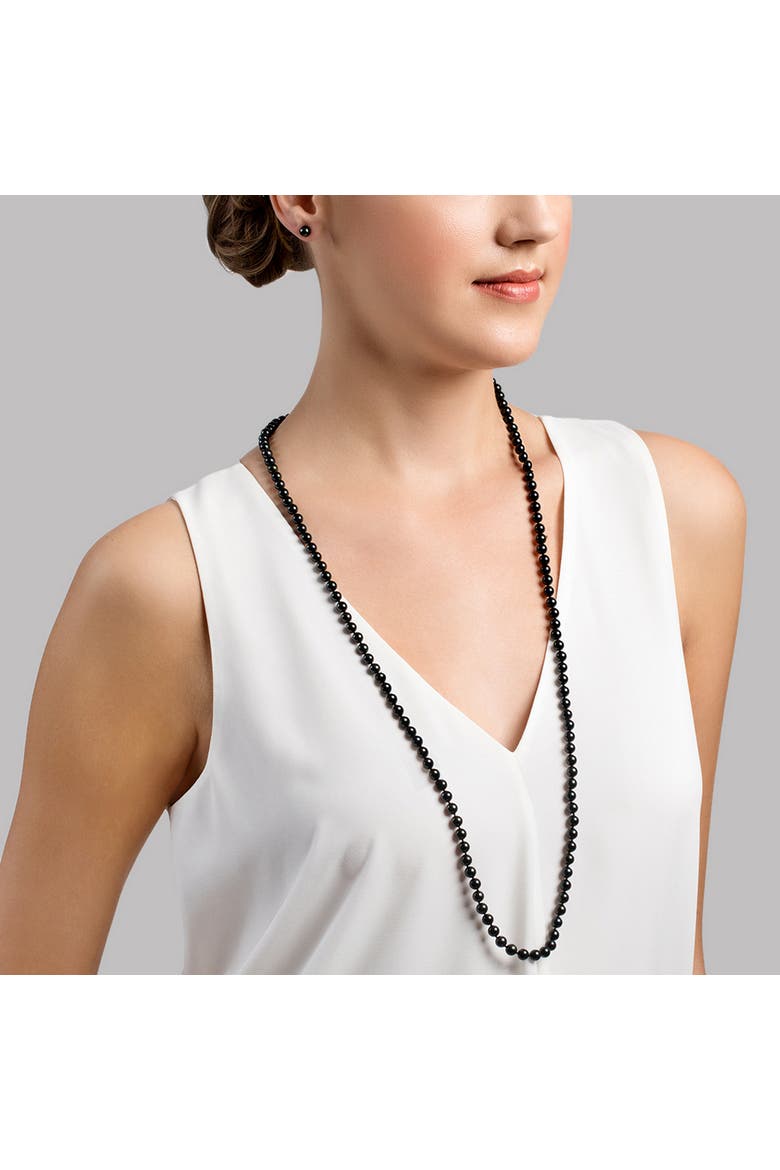 Opera Length Japanese Akoya Black Pearl Necklace, Alternate, color, Black Pearls