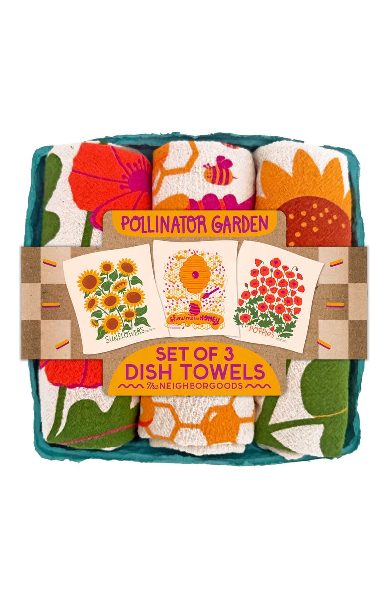 The Neighborgoods Pollinator Garden - Dish Towel Set of 3, Main, color, NO COLOR