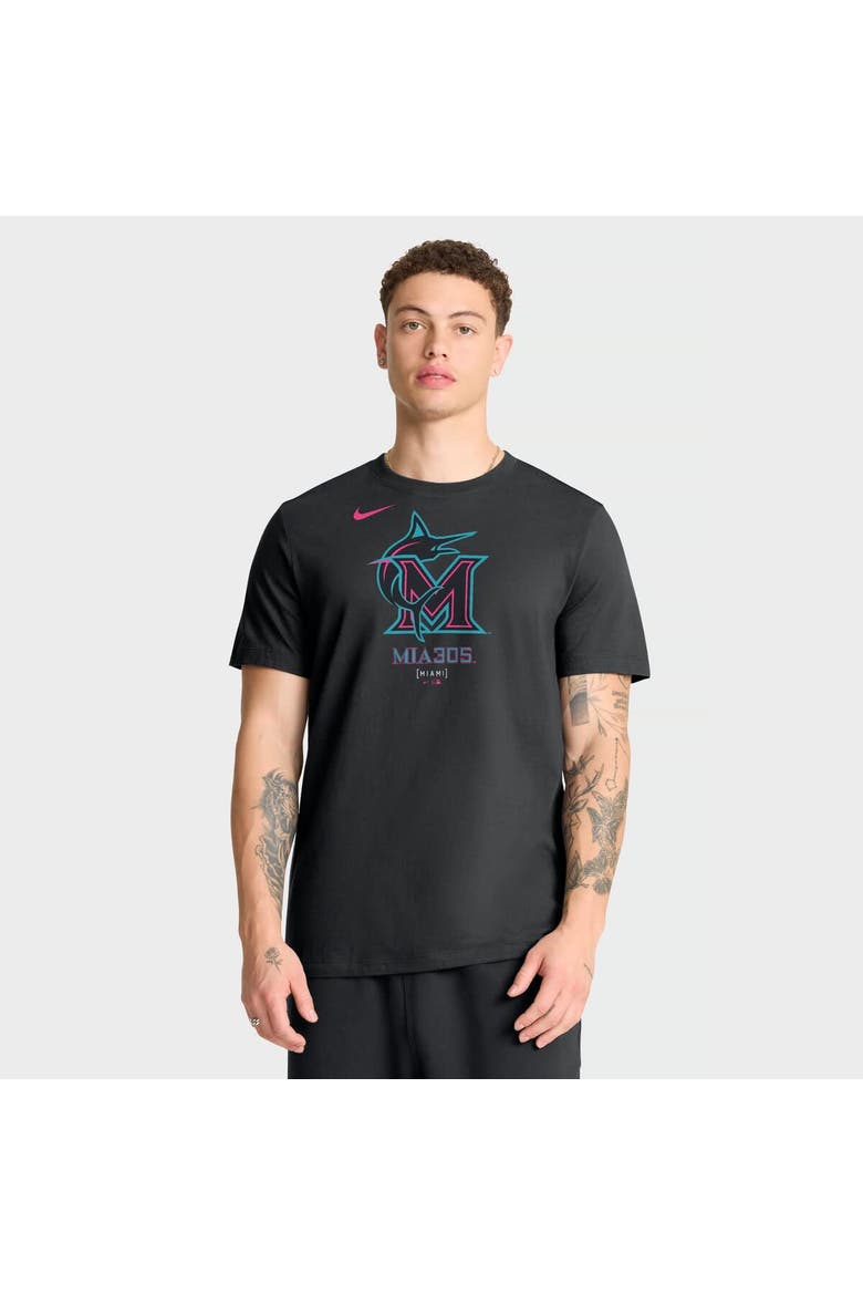 Men's Nike Black Miami Marlins City Connect Large Logo T-Shirt, Main, color, Black
