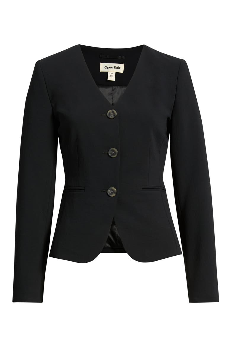 Curator V Neck Blazer, Main, color, BLACK