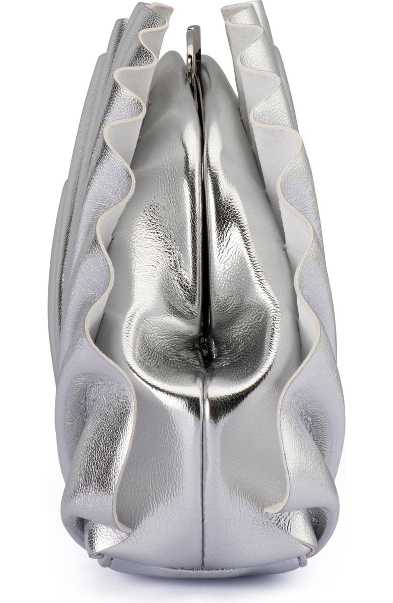 Olga Berg Hollie Pleated Faux Leather Frame Clutch, Alternate, color, Silver