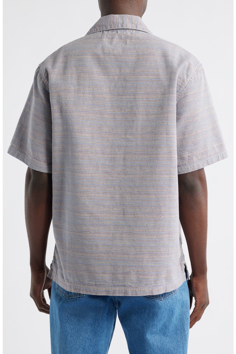 Gellar Short Sleeve Cotton Jacquard Camp Shirt, Alternate, color, GELLAR STRIPE MULTICOLOR