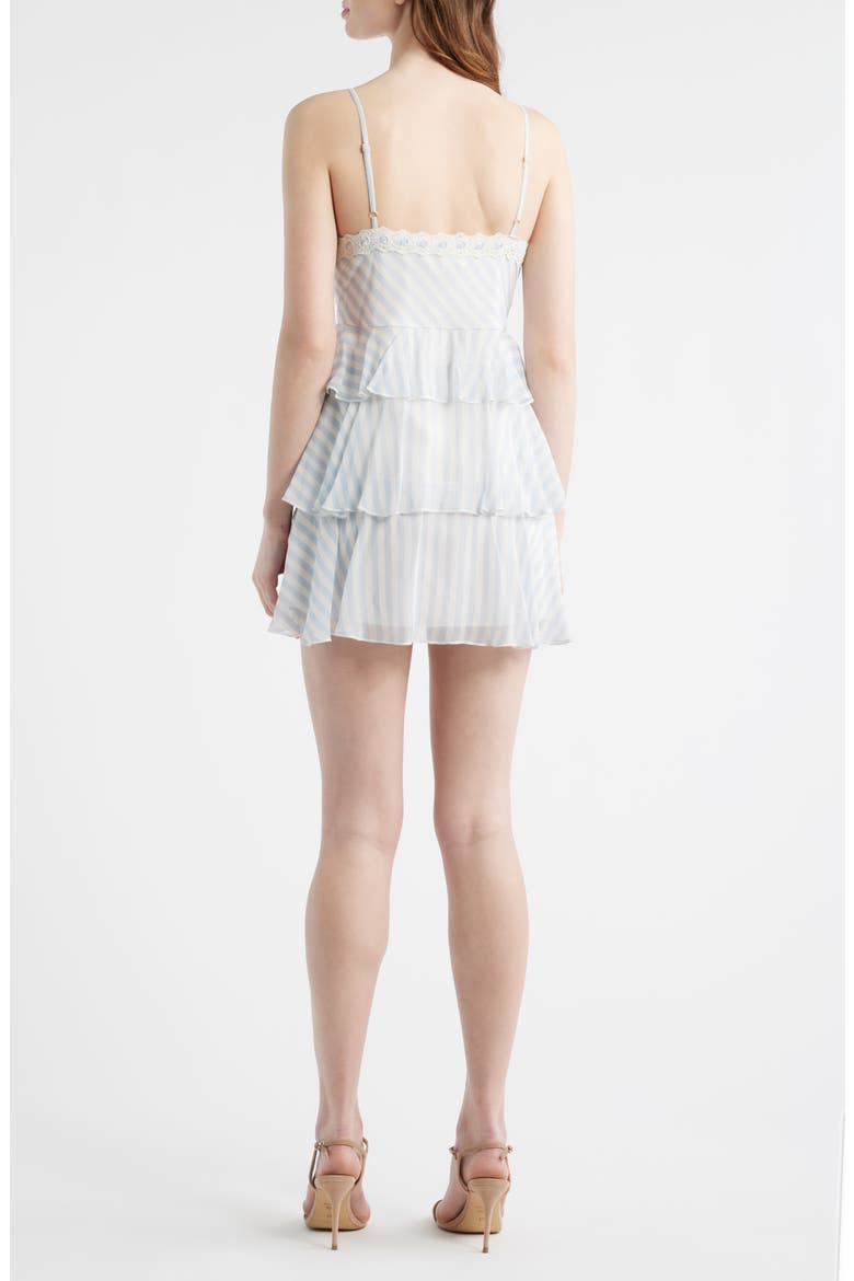 Marlia Stripe Tiered Minidress, Alternate, color, LARIAT BLUE
