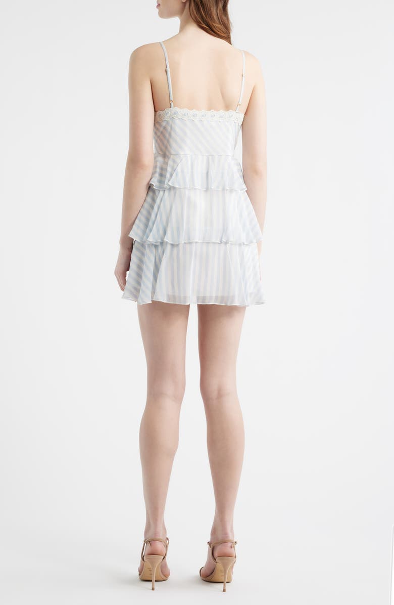 LoveShackFancy Marlia Stripe Tiered Minidress, Alternate, color, Lariat Blue