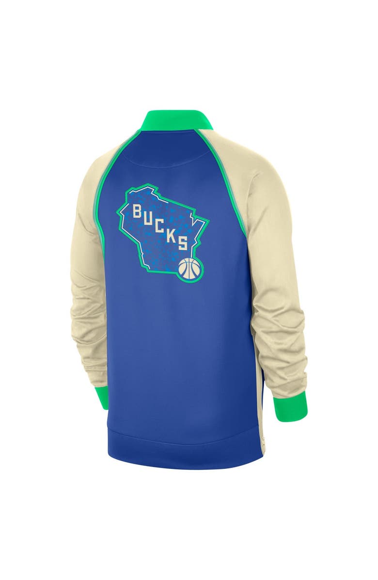 Nike Men's Nike Royal Milwaukee Bucks 2023/24 City Edition Authentic Showtime Performance Raglan Full-Zip Jacket, Alternate, color, 