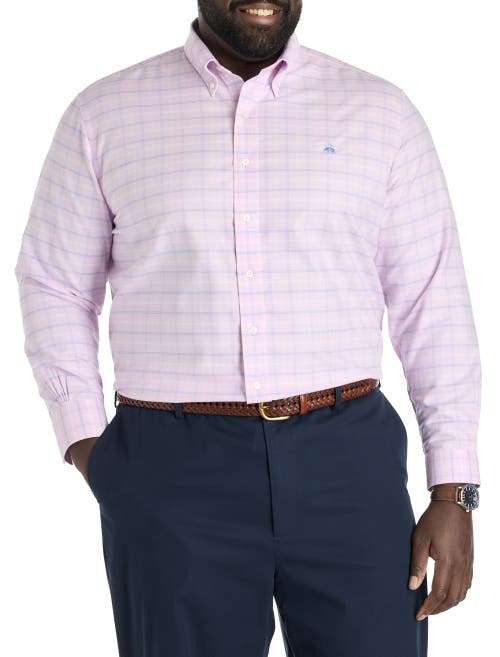 Brooks Brothers Big & Tall Non-iron Multi Check Oxford Sport Shirt In Pink