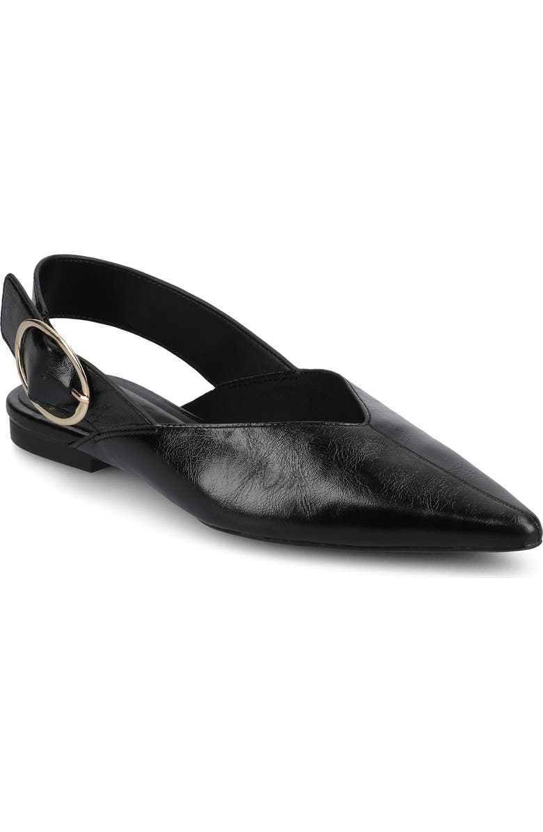 Journee Collection Jacqueline Slingback Flat, Main, color, Black