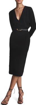 Reiss Jenna Long Sleeve Wool & Cashmere Blend Dress
