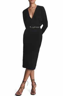 Reiss Jenna Long Sleeve Wool & Cashmere Blend Dress