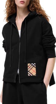 Burberry Check Label Cotton Zip Hoodie