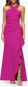 Xscape Evenings Ruffle Scuba Knit Gown