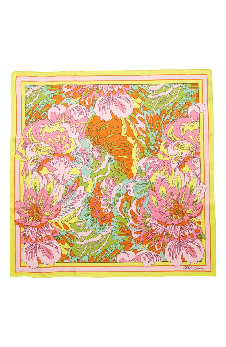 Dolce&Gabbana Floral Silk Scarf, Alternate, color,