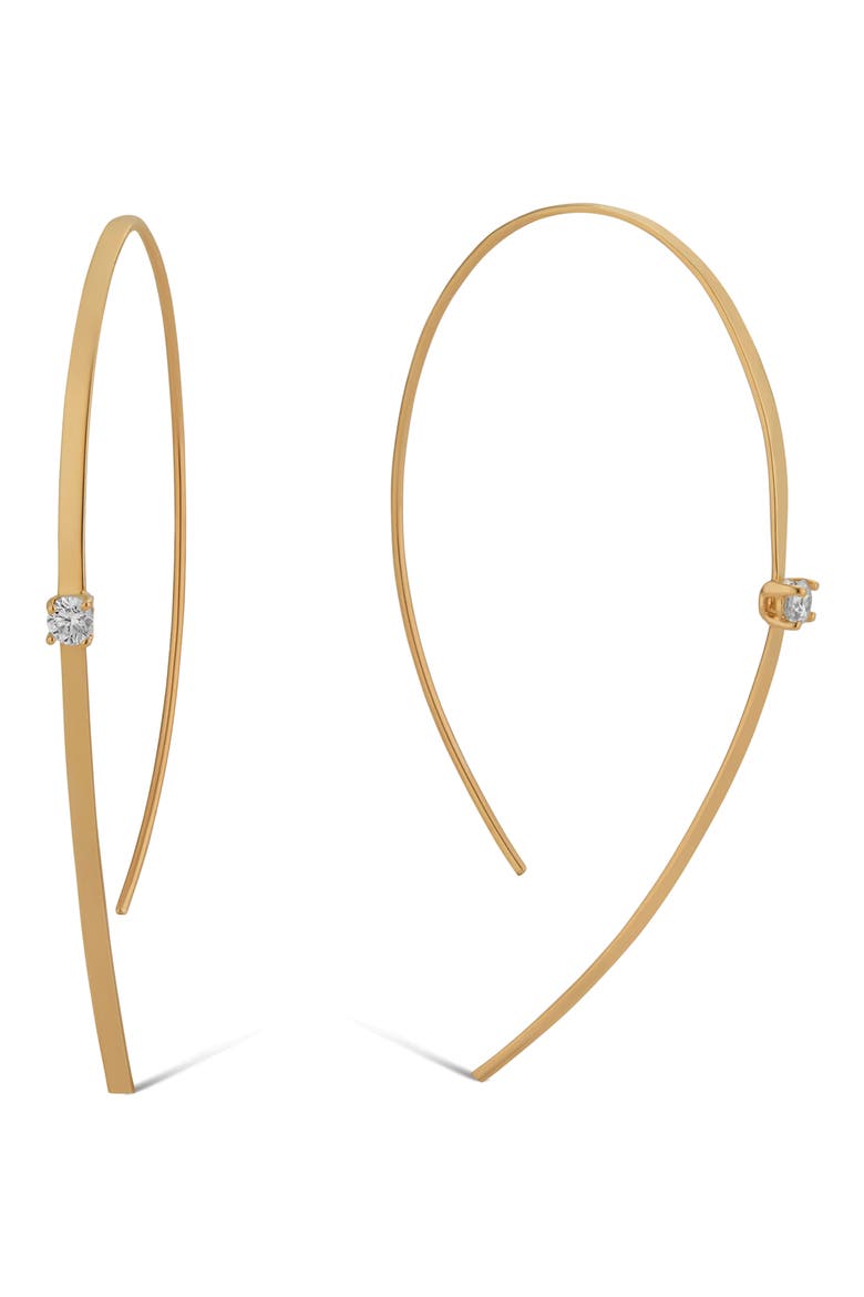 Solo Flat Hooks on Hoops Earrings, Main, color, YELLOW GOLD/ DIAMOND