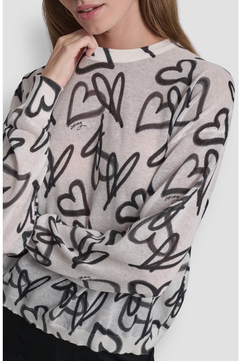 Lightweight Graffiti Heart Print Sweater, Alternate, color, IVORY GRAFFITI HEART