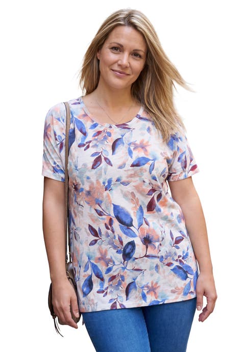 Plus Size Printed Slub Tunic Top