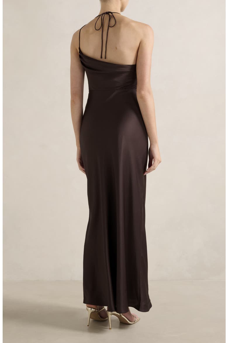 Ariat Open Back Satin Halter Dress, Alternate, color, DARK CHOCOLATE