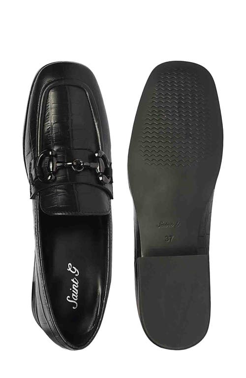 Saint G Jacqueline Croc Embossed Loafer In Black