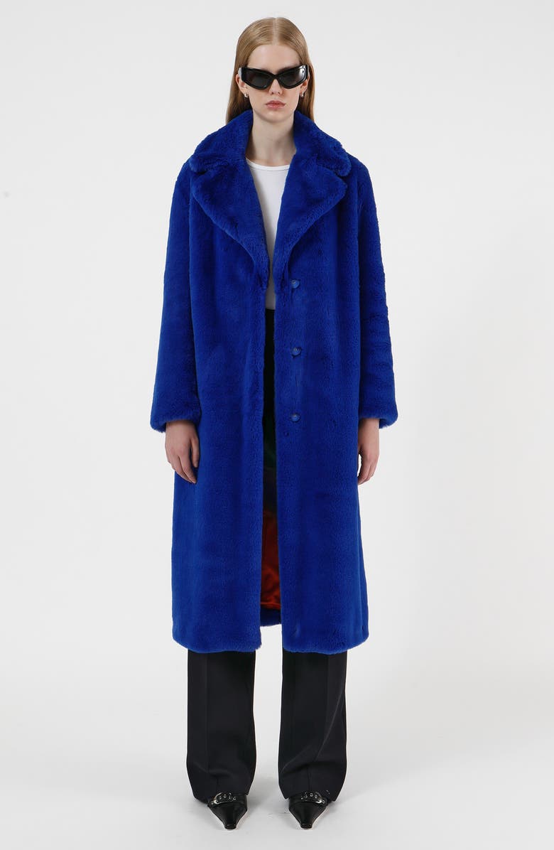 Apparis Mona Belted Faux Fur Coat, Alternate, color,