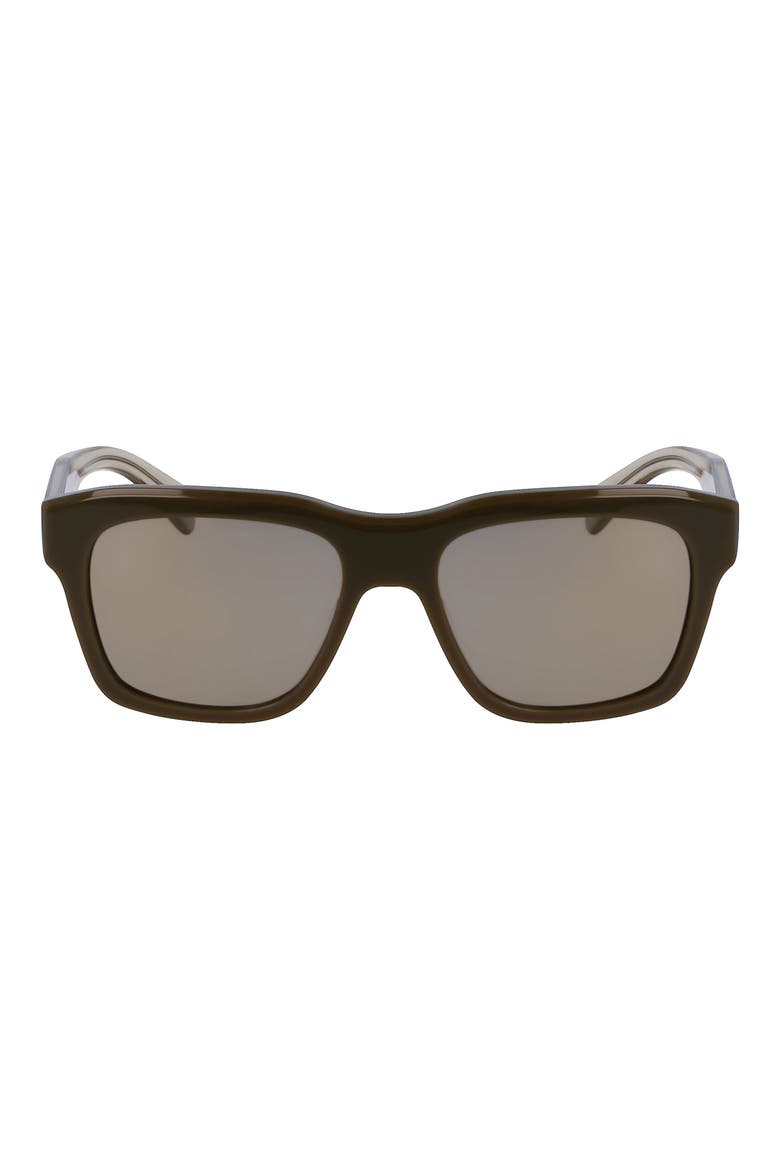 56mm Polarized Rectangular Sunglasses, Main, color, DARK KHAKI