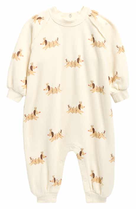 Christmas Print Raglan Sleeve Romper