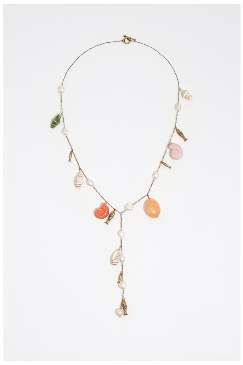 Aged Necklace With Ceramic Shells, Main, color, PEARL