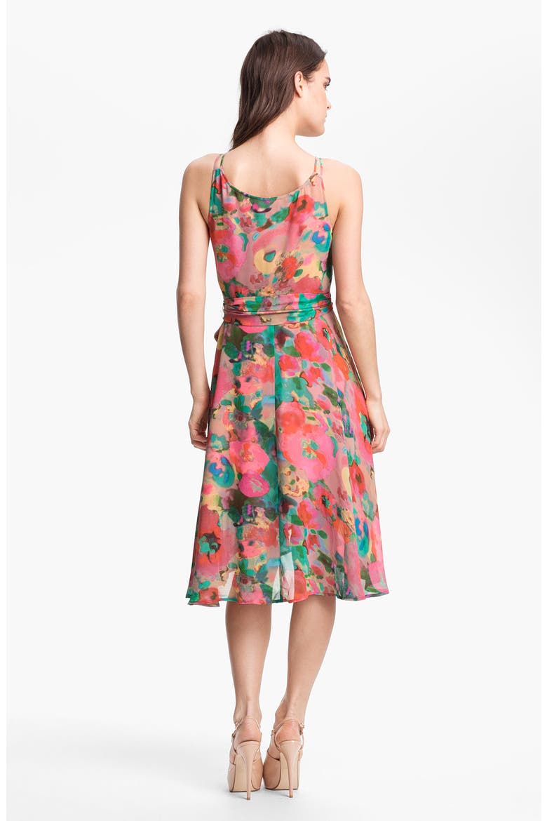 BB Dakota 'Indra' Sleeveless Print Chiffon Wrap Dress, Alternate, color, PINK