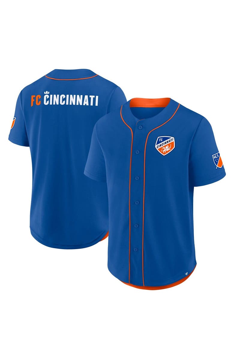 FANATICS Men's Fanatics Blue FC Cincinnati Injury Time Baseball Jersey, Main, color, Blue