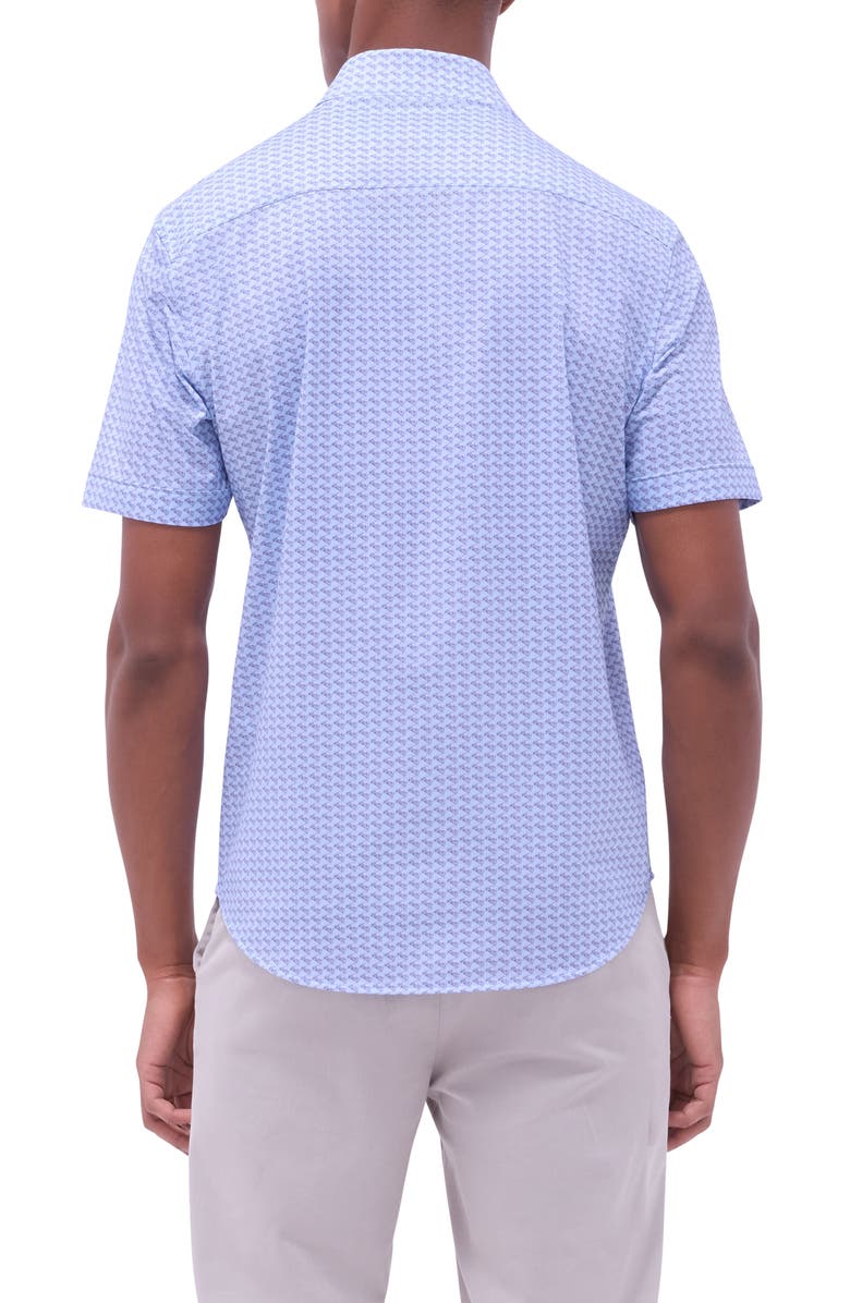 Bugatchi Miles OoohCotton<sup>®</sup> Motorcycle Print Short Sleeve Button-Up Shirt, Alternate, color, Air Blue